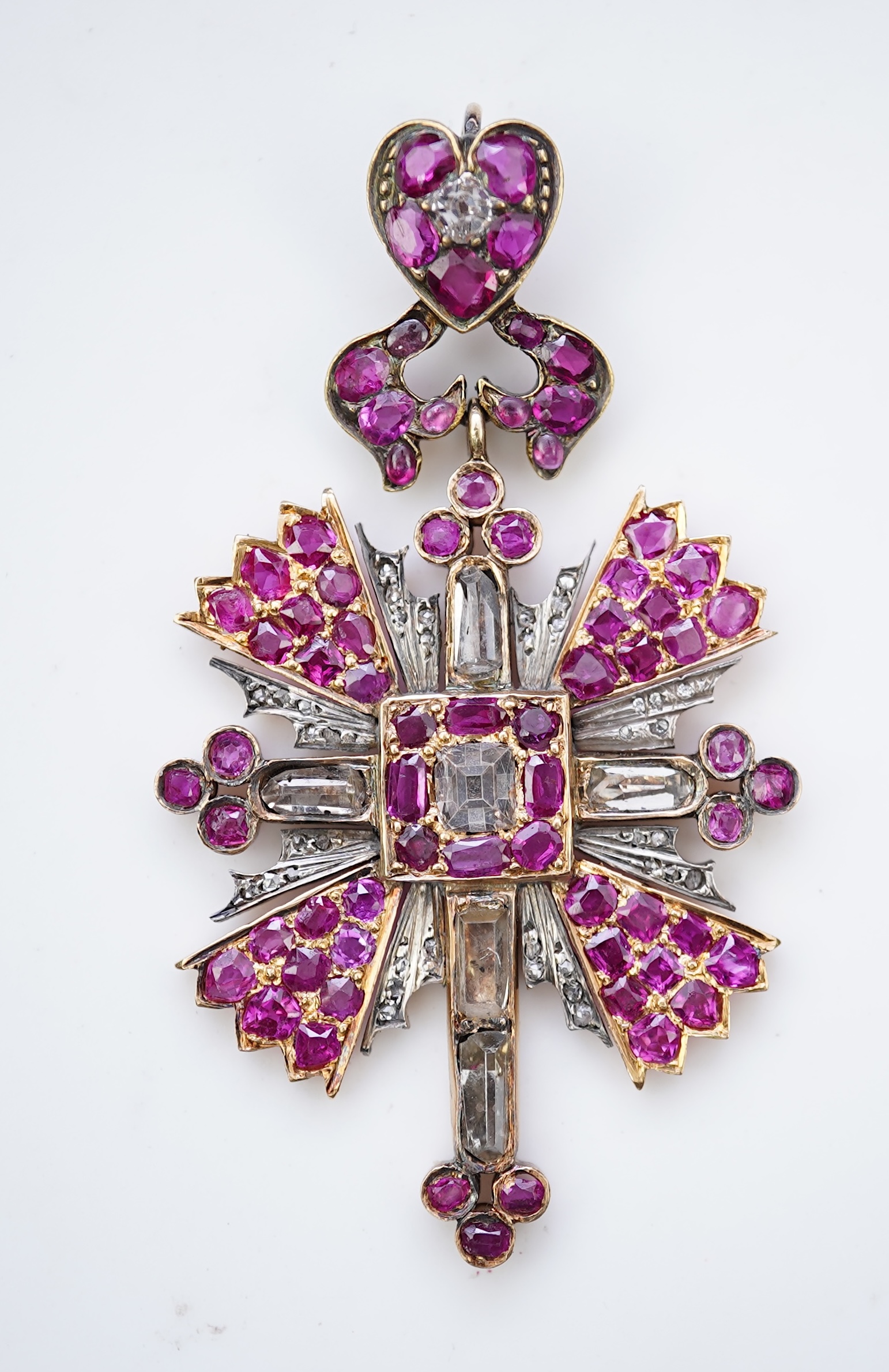 A rare ruby and diamond pendant, early 19th century